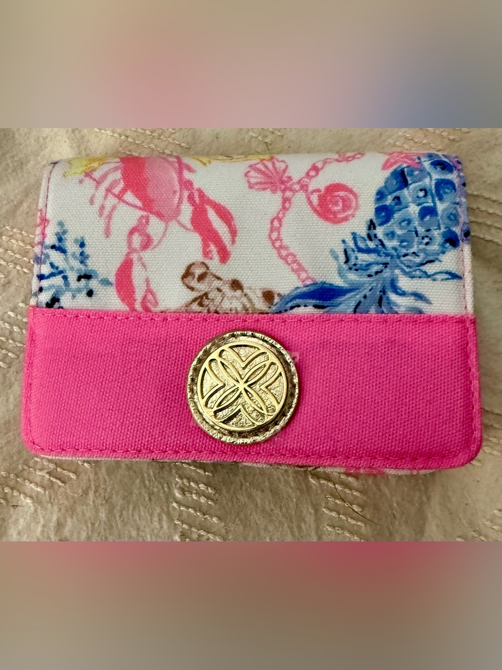 NWOT Lilly Pulitzer Crabtastic Canvas Playing Card Case/Wallet/Credit Card Case